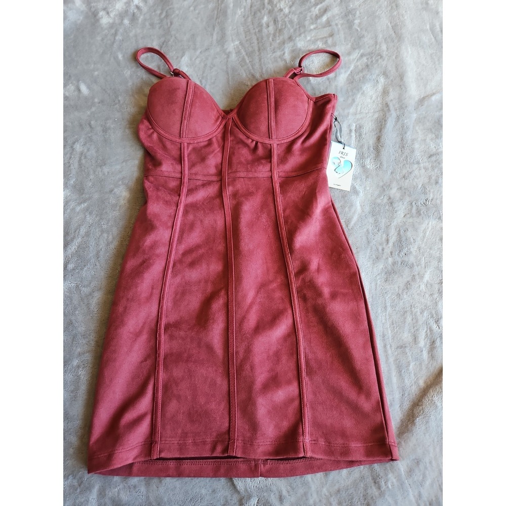 Women's IRIS Corset Mini Kint Bodycon Dress Size L. Long Adjustable.